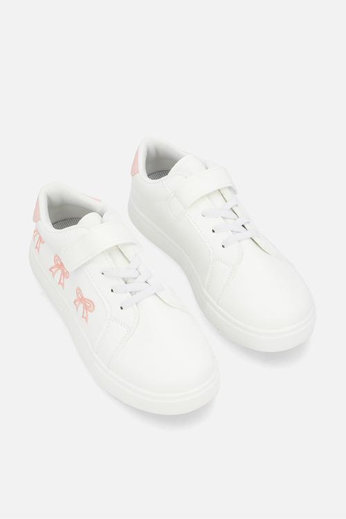 Embroidered hybrid closure sneaker - white