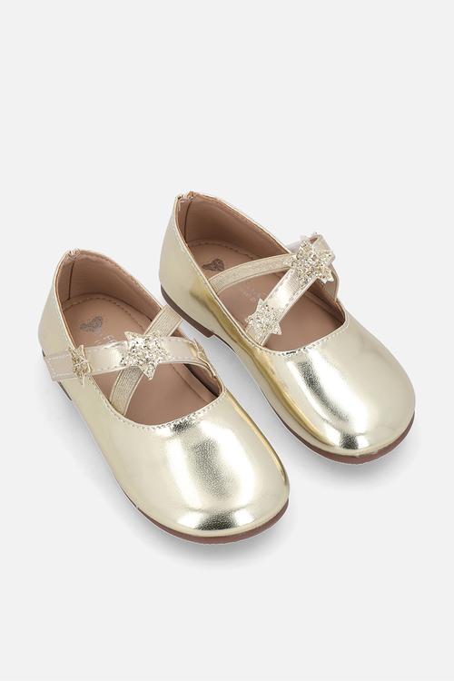 Metallic ballerina pumps - gold