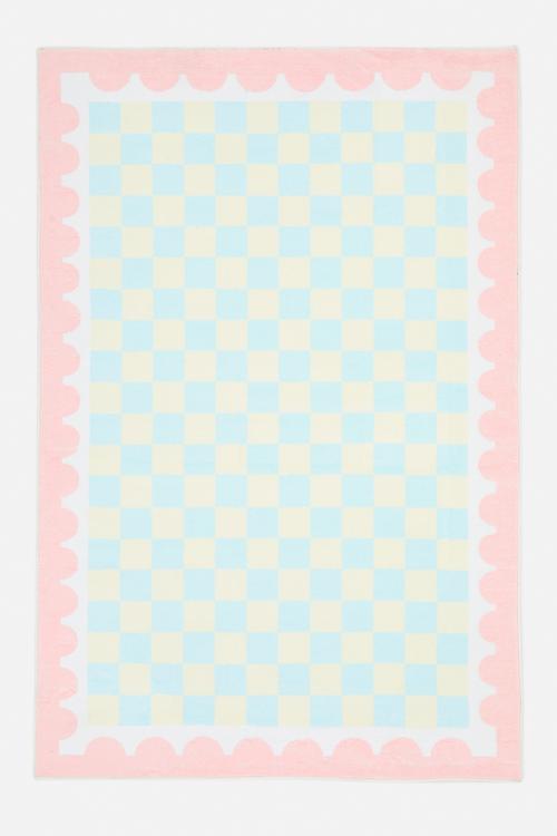 Checkerboard rug - pale blue/pink