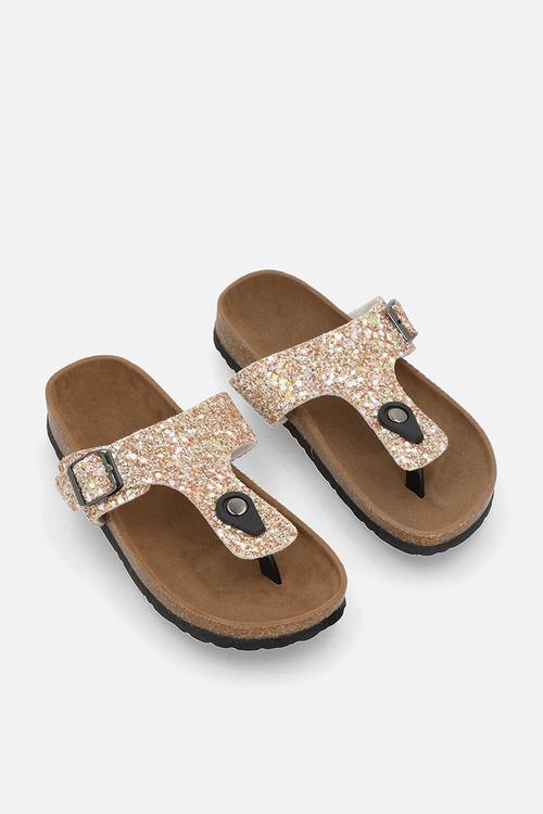 Glitter thong-style sandals - rose gold