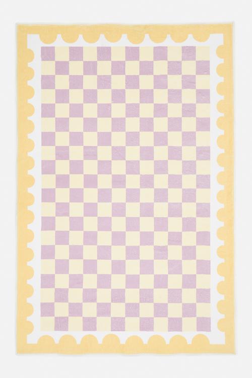 Checkerboard rug - light purple/yellow