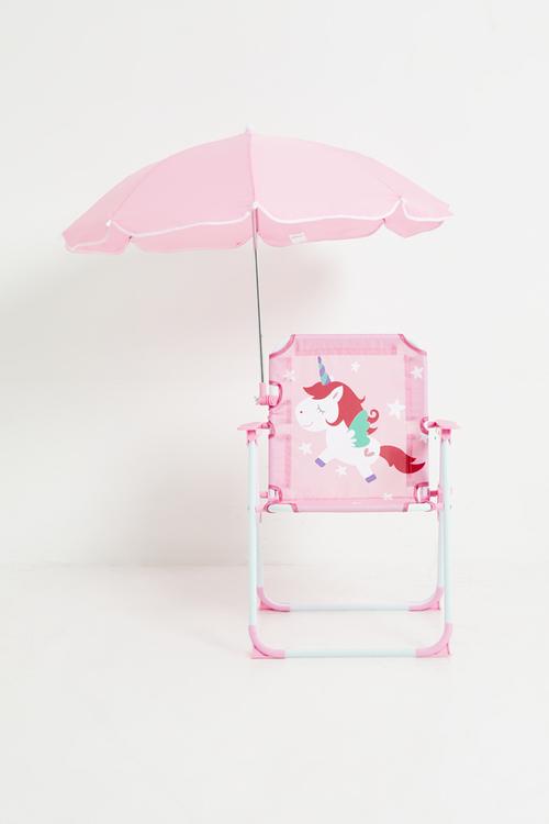 Unicorn graphic camp chair - bright pink