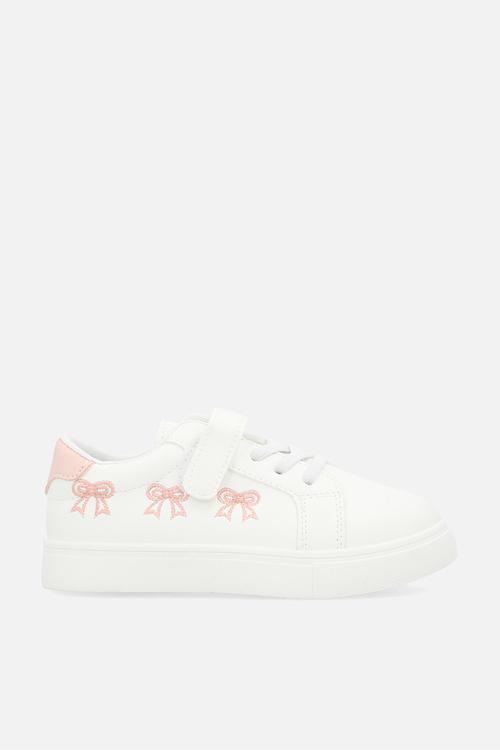 Embroidered hybrid closure sneaker - white