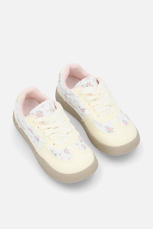 Lace & floral sneakers - lt pink