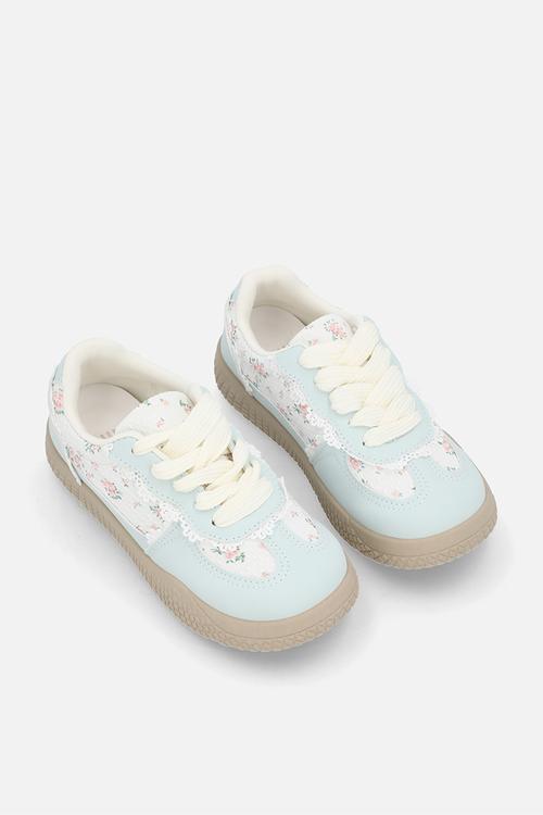 Lace & floral sneakers - lt blue