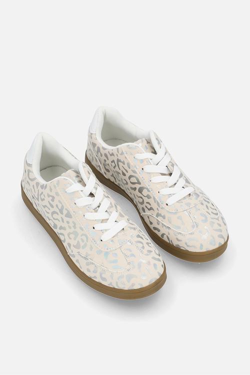Metallic leopard print sneakers - cream