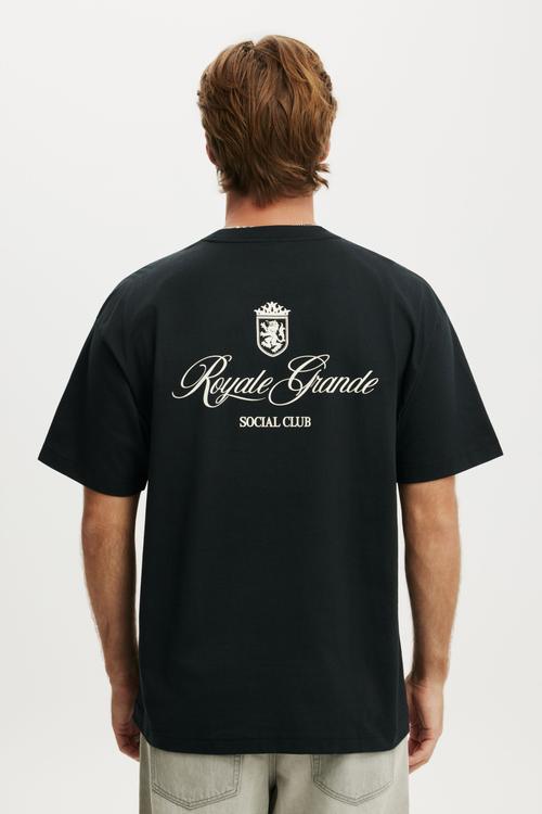 Box Fit Text T-shirt - Black/Royal Grand