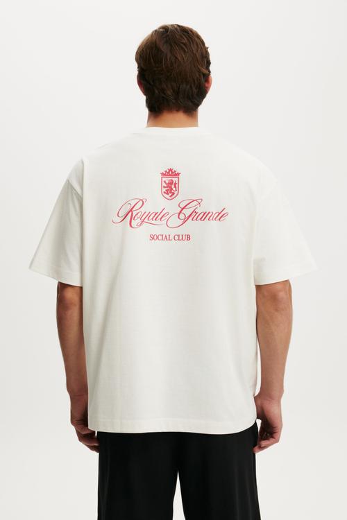 Box Fit Text T-shirt - Vintage White/Royal Grand