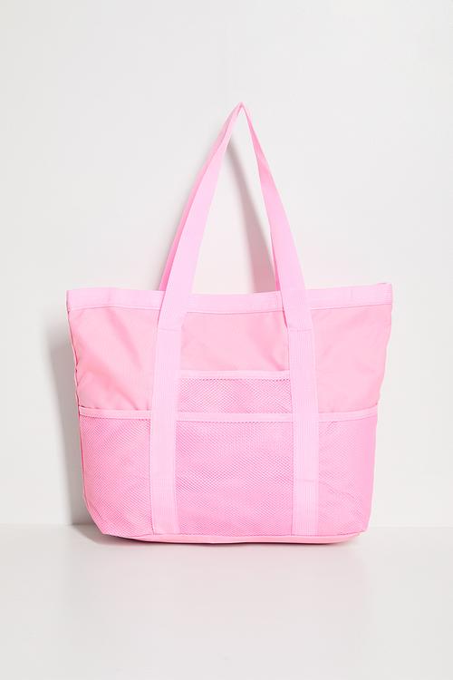 Mesh compartment tote bag - pink