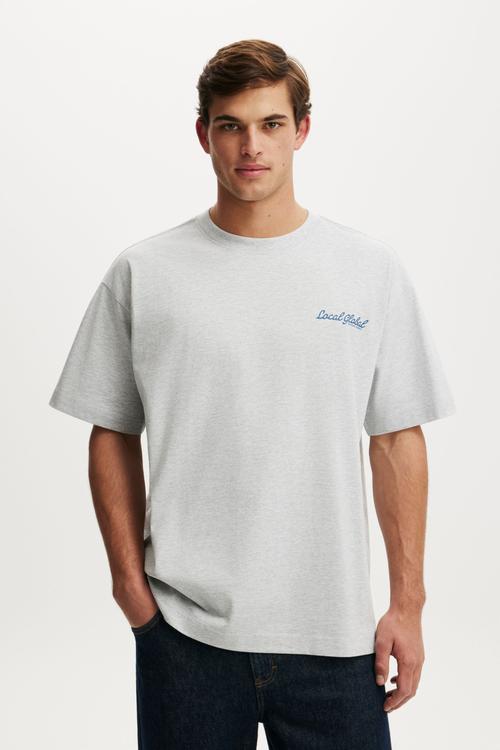 Box Fit Text T-shirt - Grey Marle/Local Global