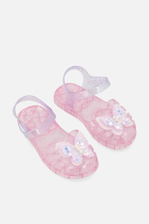 Butterfly applique jelly sandals - pink