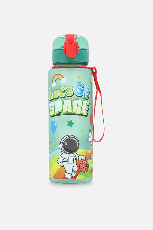 Graphic & slogan water bottle - green/multi