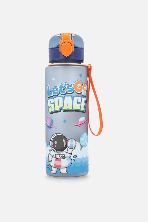 Graphic & slogan water bottle - blue/multi