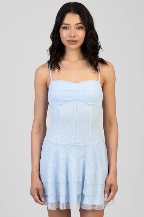 Never Settle Mini Dress - Pale Blue