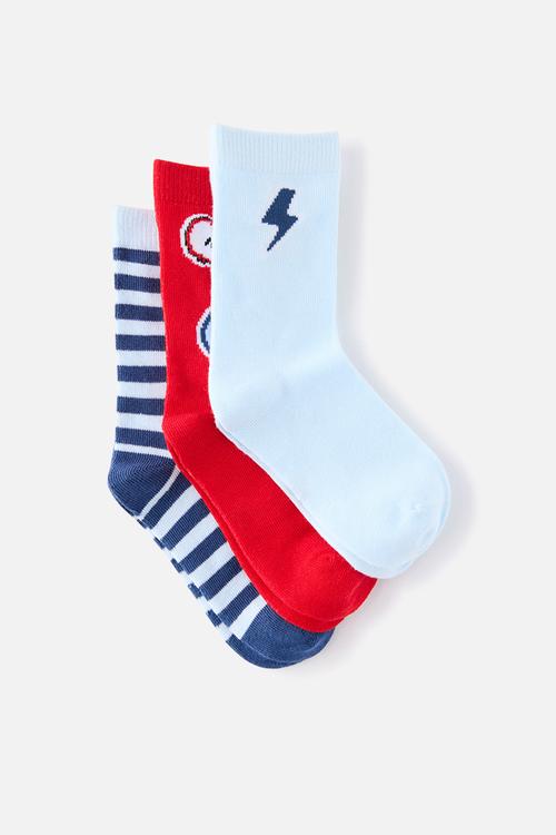 Kids 3Pk Crew Socks - Blue Whisper/Sweet Treats