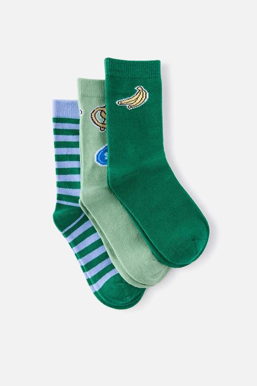 Kids 3Pk Crew Socks - English Ivy/Sweet Treats