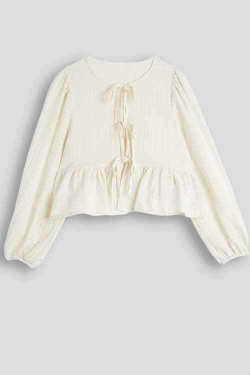 Bow closure blouse - off white