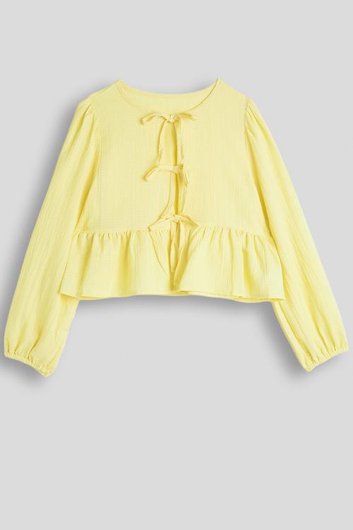 Bow closure blouse - soft yellow