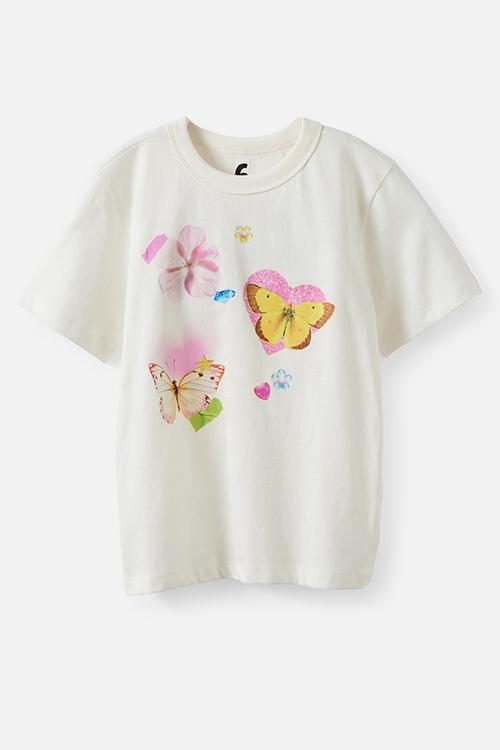 Essential Short Sleeve Graphic Tee - Vanilla/Butterfly Collage