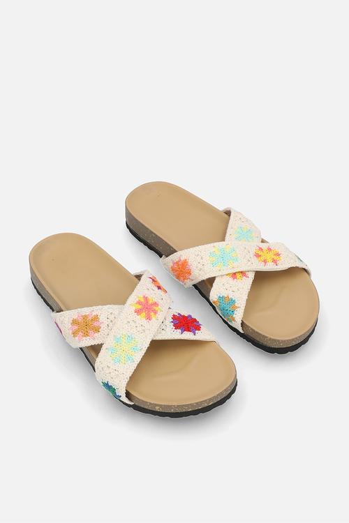 Beaded crossover sandals - multi