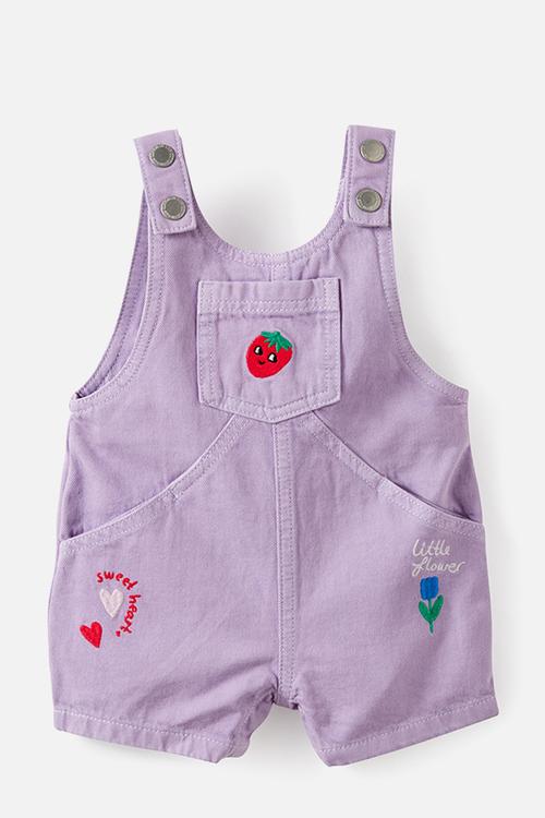 Aspen Denim Shortall - Vintage Lilac Wash/Berry Sweet