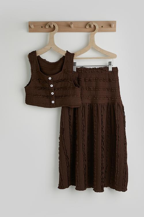 Blouse & maxi skirt - chocolate