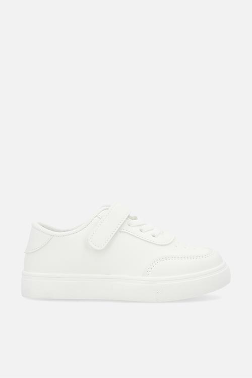 Hybrid closure platform sneakers - white