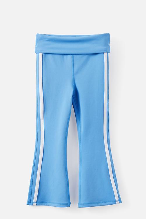Soft Stretch Fold Over Flare Legging - Blue Bonnet/White Stripe
