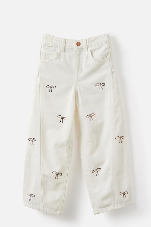 Unisex Super Barrel Leg Denim Jean - Hayman Ecru/Bows