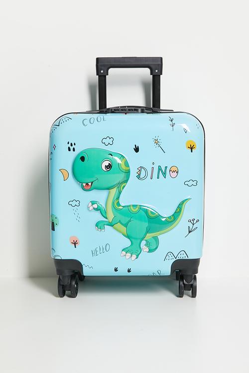 Dino graphic trolley bag - blue