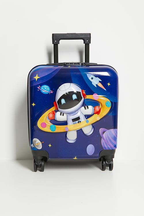 Space graphic trolley bag - light navy