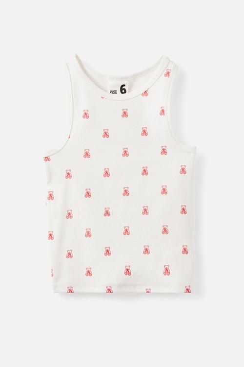Fitted Essental Racer Back Tank - Vanilla/Teddy Yardage