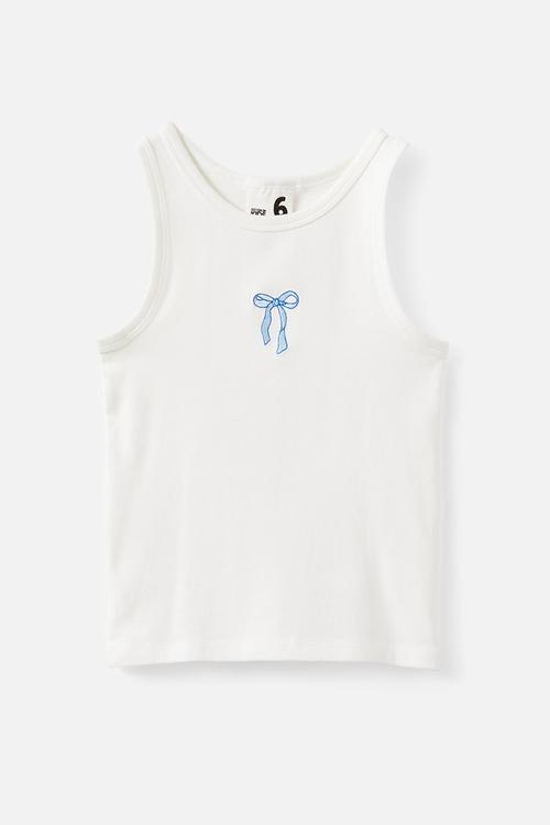 Fitted Essential Racer Back Tank - Vanilla/Bow