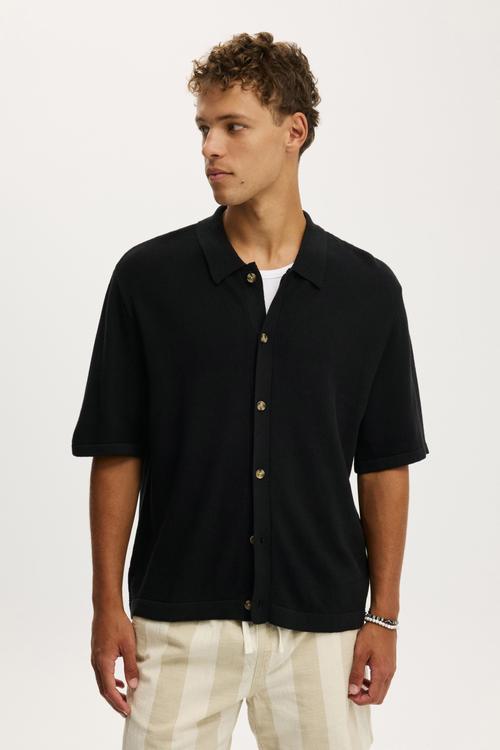 Box Fit Knit Shirt - Washed Black