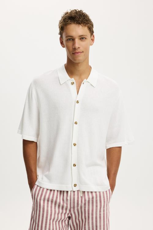 Box Fit Knit Shirt - White