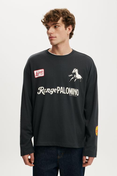 Regular Fit Graphic Long Sleeve T-shirt - Washed Black/Palomino