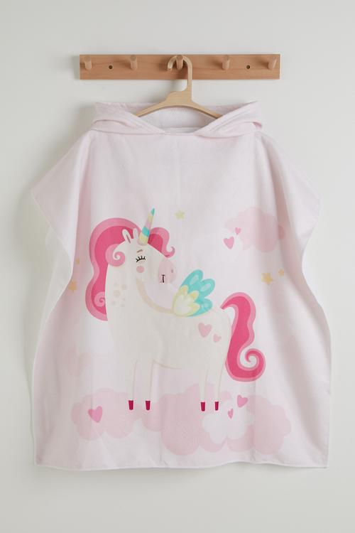 Unicorn graphic hooded towel - pink