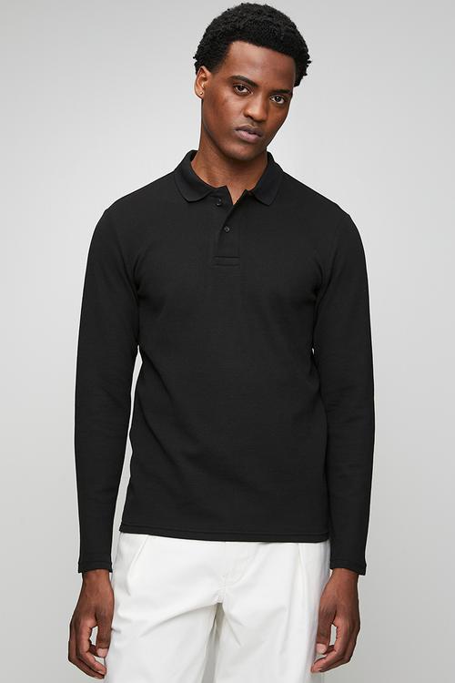 ONSBEN Regular Long Sleeve Polo - Black