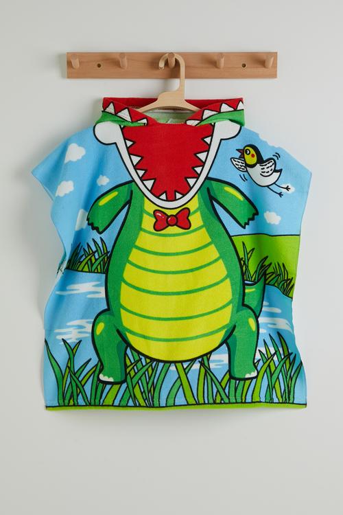 Croc-themed hooded towel - green/multi