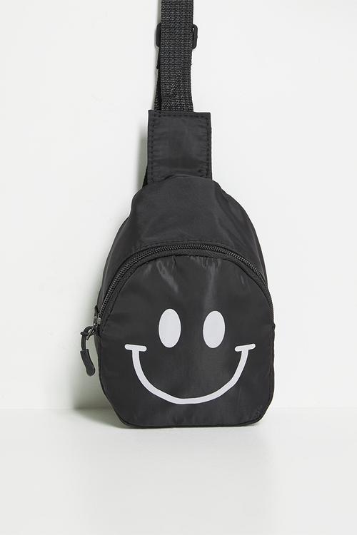 Smiley face crossbody bag - black