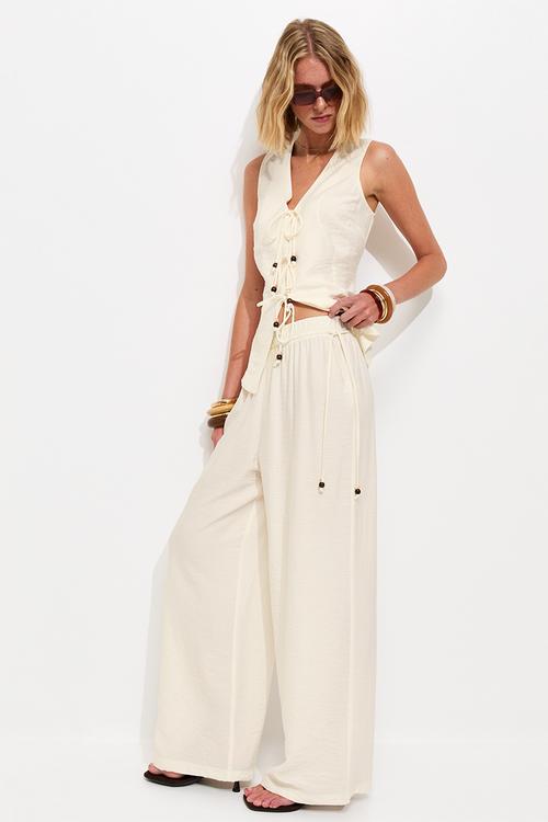 St textured bead detail wl trs - white