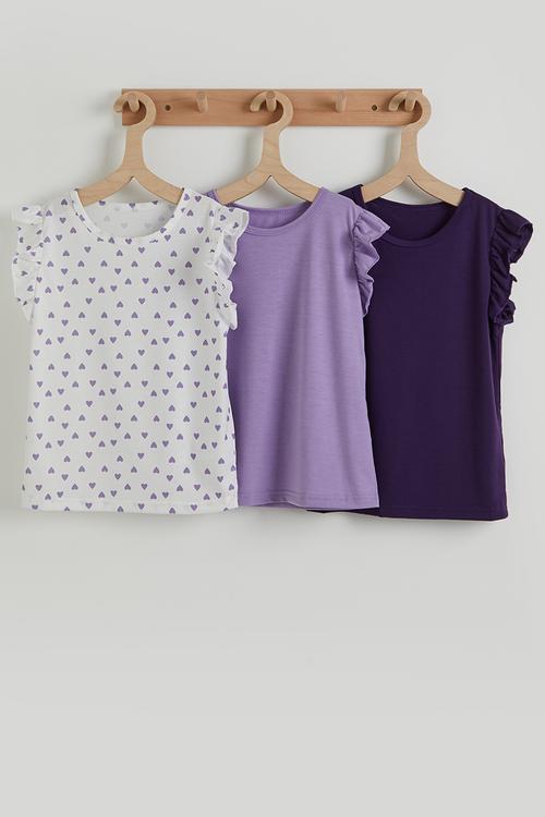 3 pack frilled sleeve tees - multi