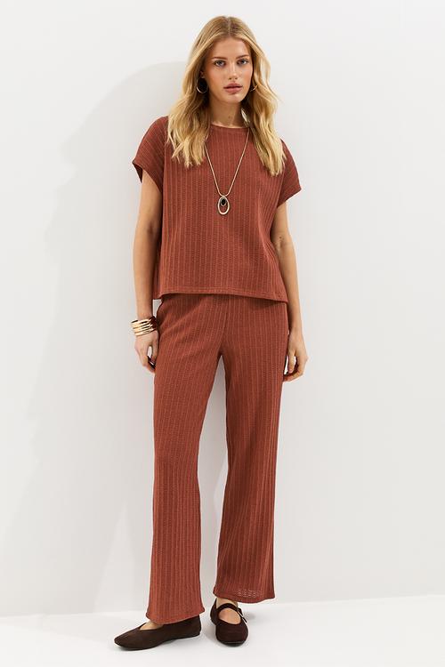 C&s vde pointelle trouser - rust