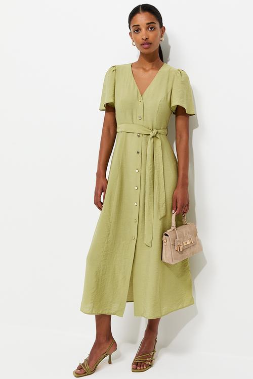Jupiter bttn thru puff midi - Light khaki