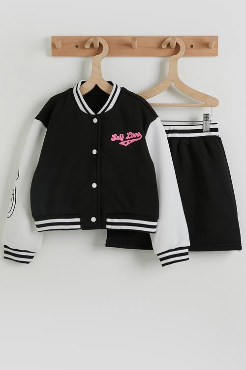 Baseball jacket and skirt - black/white