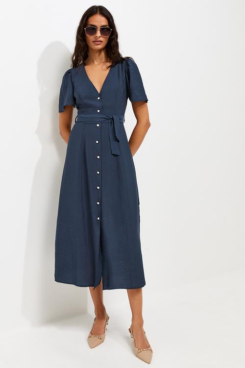 Jupiter bttn thru puff midi - Navy