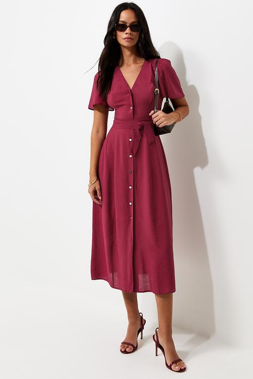 Jupiter bttn thru puff midi - Burgundy