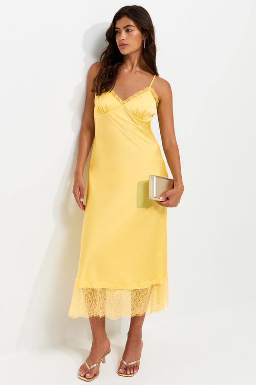 Occ willow wide lace strappy midi - Yellow