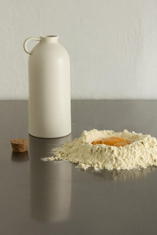 Reactive-glaze oil bottle - light beige