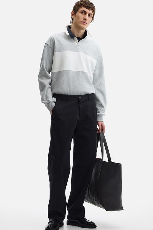 Relaxed fit cotton chinos - black
